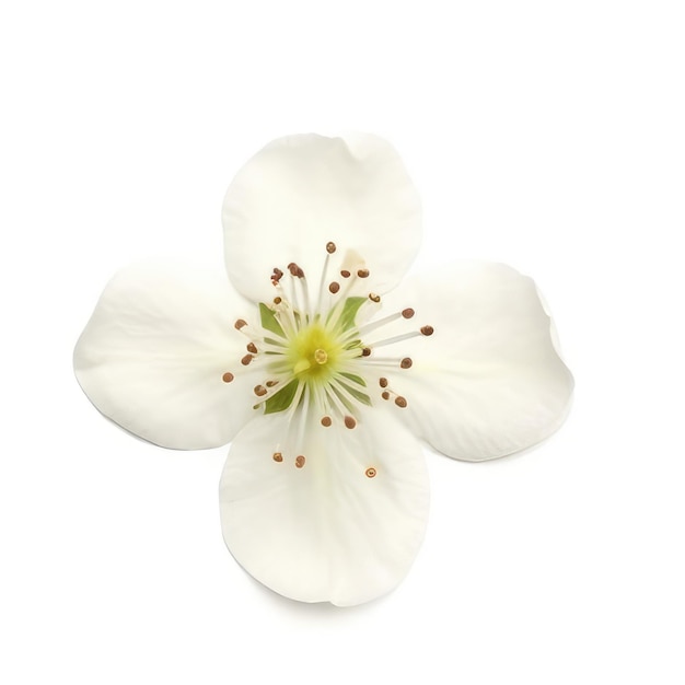 Biały kwiat z zieloną łodygą i brązowymi nasionami
