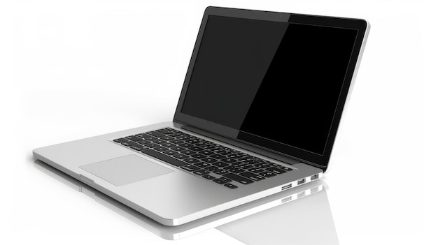 Biały laptop odizolowany na czarnym tle