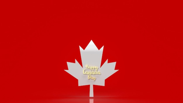 Biały liść klonu na czerwonym tle dla koncepcji dnia Kanady renderowania 3d