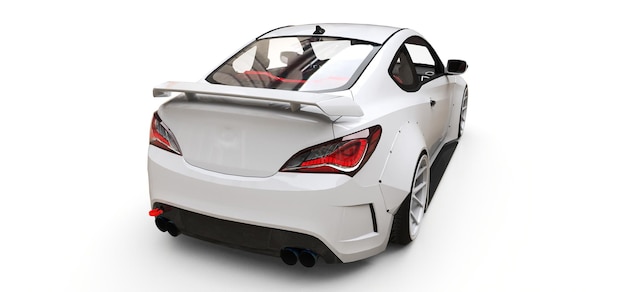Biały mały samochód sportowy coupe. renderowania 3D.