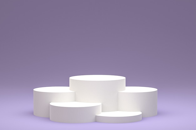 Biały Minimalny Wyświetlacz Na Podium Lub Cokole Na Abstrakcyjnym Fioletowym Tle Do Prezentacji Produktów Kosmetycznych