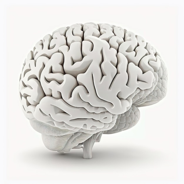 Zdjęcie biały model mózgu ze słowem mózg