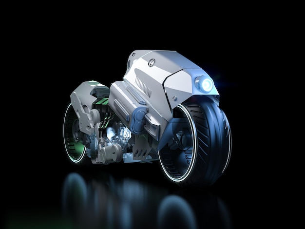 Biały motocykl ev lub rower elektryczny