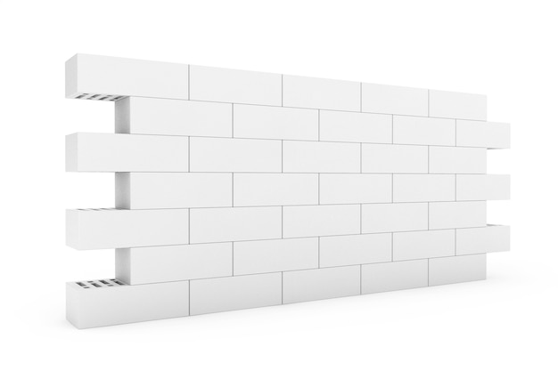Biały mur z cegły na białym tle