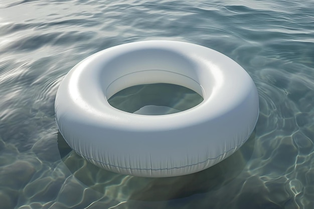 biały nadmuchiwany pierścień unoszący się w wodzie