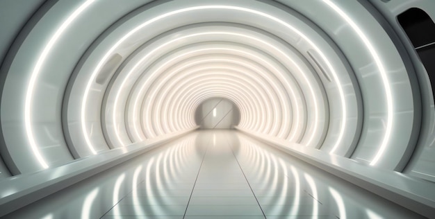 Biały nowoczesny tunel ze światłem
