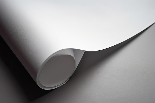Biały papier jest zwinięty na białej powierzchni.