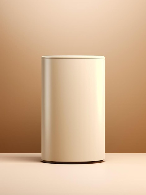 Zdjęcie biały pojemnik z białą pokrywą i brązowym tłem