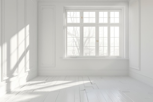 Biały pokój o wysokiej rozdzielczości z oknem