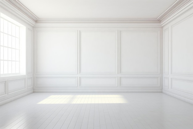 Biały pokój z białą ścianą i białą podłogą Generatywna sztuczna inteligencja