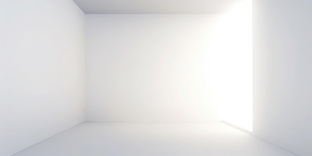Biały pokój z jasnym światłem padającym na podłogę