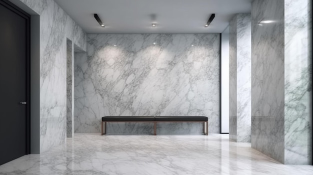 Biały pokój z marmurową teksturą ściany Generative Ai