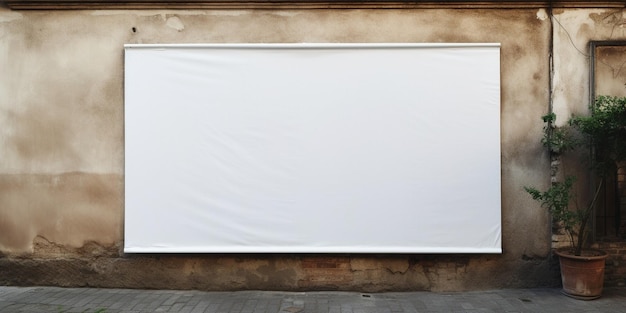 Biały pomarszczony szablon plakatu Makieta papieru klejonego Pusta pasta pszenna na teksturowanej ścianie Generacyjna AI