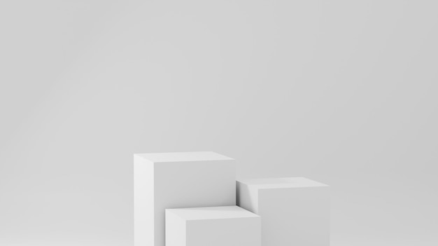 Biały postument z geometrią na wyświetlacz Pusty stojak na produkty o geometrycznym kształcie minimalna ilustracja renderowania 3d