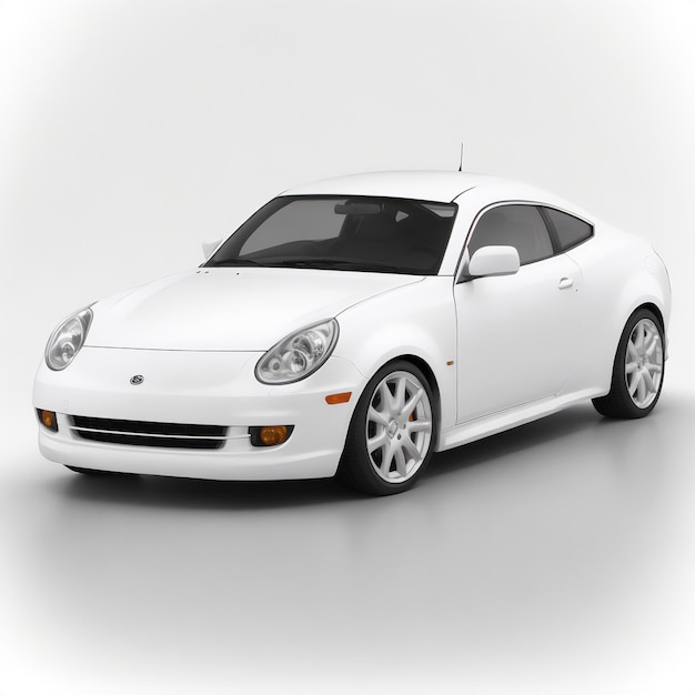 Zdjęcie biały samochód w minimalistycznej białej scenie