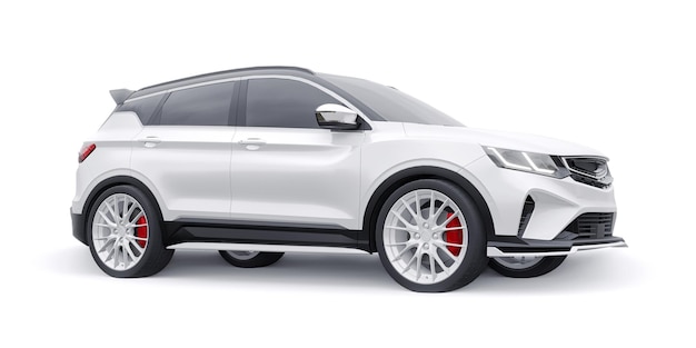 Biały sportowy samochód kompaktowy SUV 3d ilustracja render