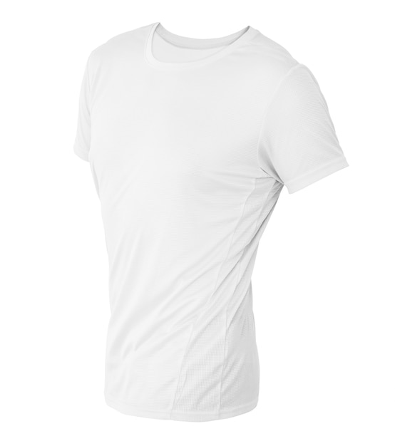 Biały szablon koszulki na niewidzialnym manekinie na białym tle