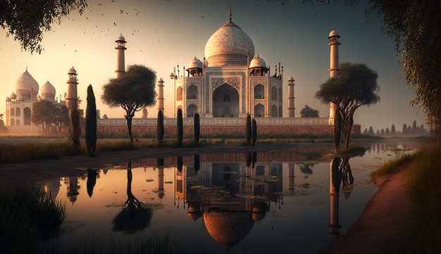 Biały taj mahal agra mumtaz imperium mughal fotograficzne zdjęcie Ai wygenerowane sztuka