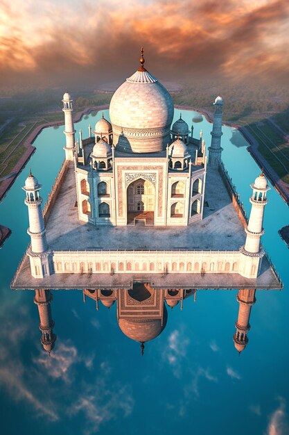 biały taj mahal z błękitnym niebem