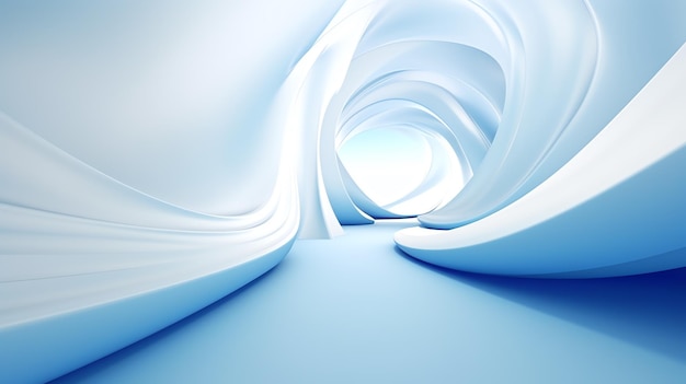 biały tunel z niebieskimi ścianami