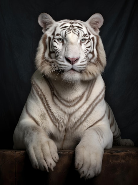 Biały Tygrys bengalski patrzący w kamerę