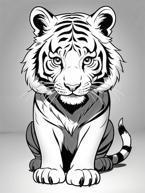 Zdjęcie biały tygrys kolorowanie książka kolorowanie arkusz ilustracja zarys