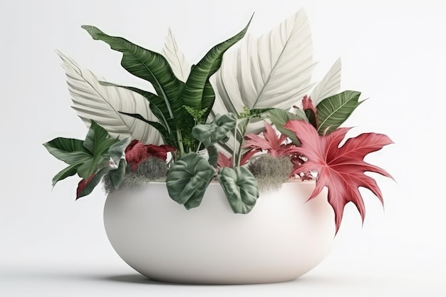 Biały wazon wypełniony kolorowym asortymentem kwiatów na pastelowym tle Generative AI