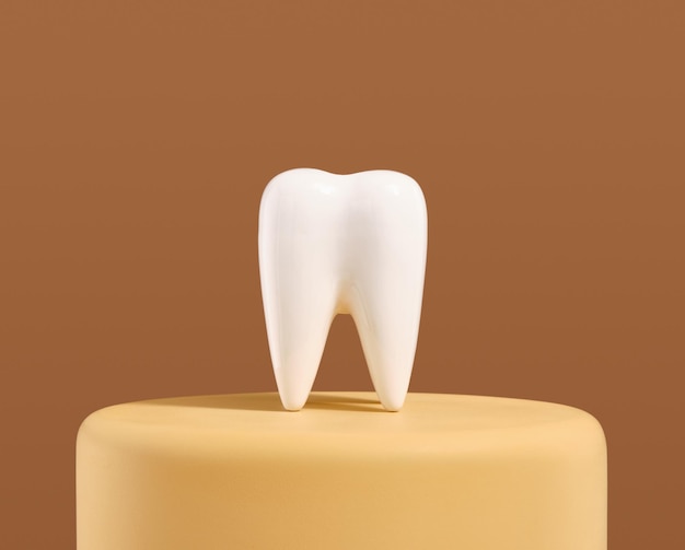 Biały ząb na podium Czyszczenie zębów