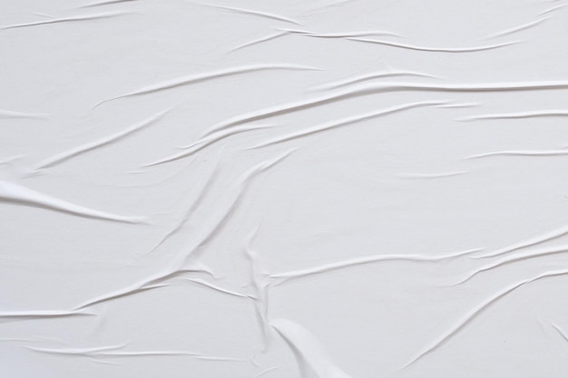 Biały zmięty i pognieciony papierowy plakat tekstura tło