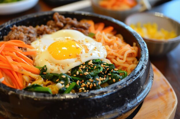 Zdjęcie bibimbap koreańskie jedzenie