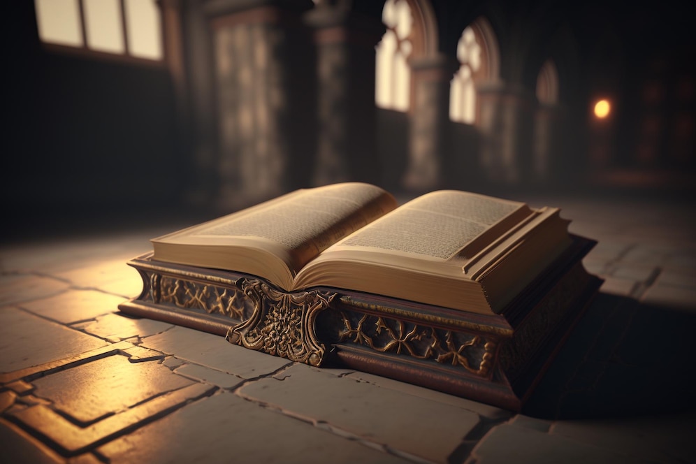 Biblia Zwana Pismem świętym To święta Księga Chrześcijan Biblia święta Otwarta Księga Odbija Się W Stole Książka Jako Symbol