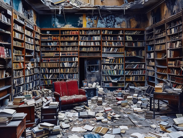 Zdjęcie biblioteka opuszczona przez właścicieli