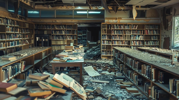 Zdjęcie biblioteka w ruinach