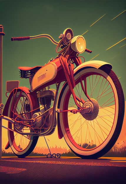 Bicicleta, motocicleta, moto, vintage