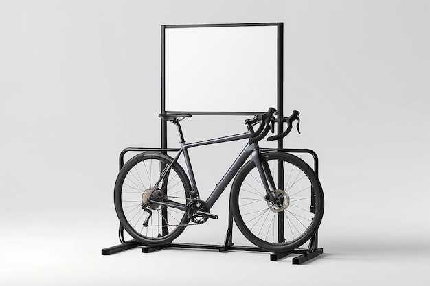 Zdjęcie bicycle rack mockup z pustą białą pustą przestrzenią do umieszczania projektu