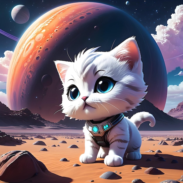 Biedny przerażony kot Chibi znalazł się zagubiony na nieznanej obcej planecie czując się przytłoczony i samotny