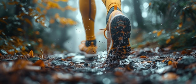 Zdjęcie bieg sportowy stopy na szlaku zdrowy styl życia fitness