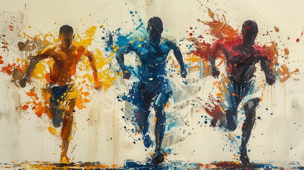 Biegli ludzie utworzeni z kolorowej farby
