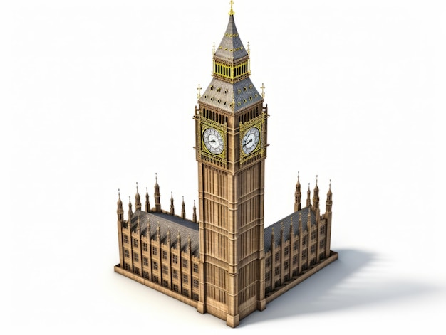 Zdjęcie big ben lub brytyjska wieża zegarowa odizolowana