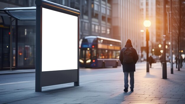 Zdjęcie billboard reklamowy z pustym makietą wyświetlacza dla niestandardowego projektu reklamowego na ulicy miejskiej