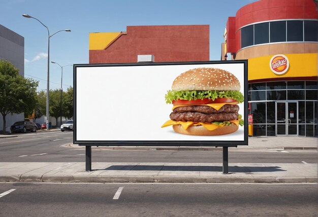 billboard z hamburgerem na nim