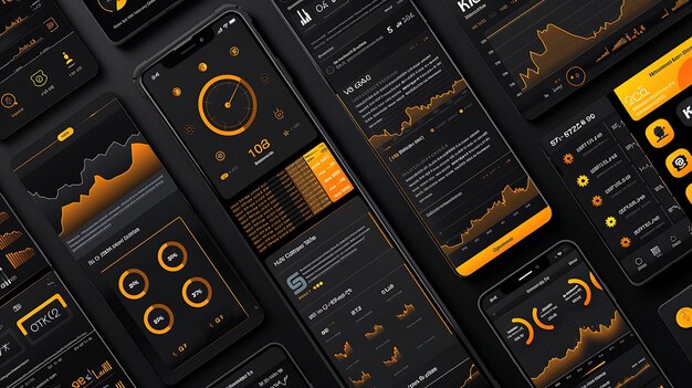 Zdjęcie binance cryptocurrency trading mobile layout z czarnym i kreatywnym projektem tła aplikacji