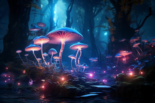 Bioluminescencyjne grzybki rozświetlające magiczne fo 00587 00