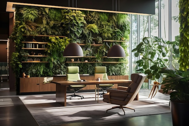 Zdjęcie biophilic interior design generative ai inspirowany naturą