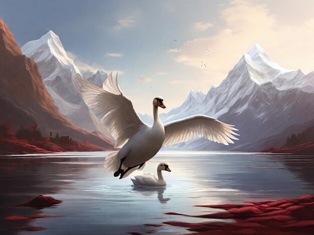 Bird Lake Aquatic obok Swan Mountain