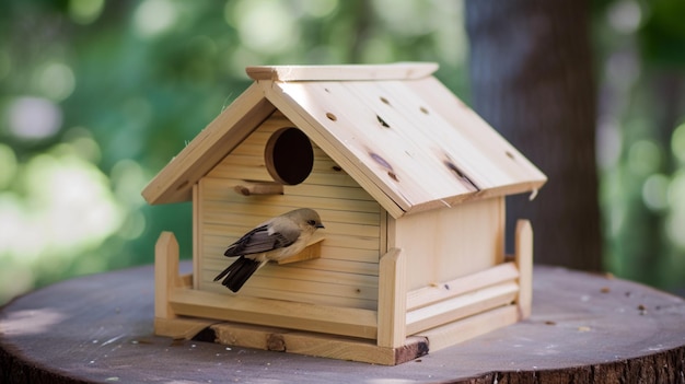 Birdhouse w świetle nocnym Ai Generative