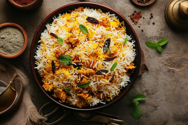 Zdjęcie biryani to potrawka z mieszanym ryżem