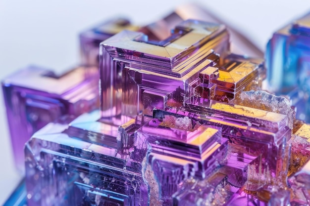 Bismuth Macro Closeup niesamowicie kolorowego kamienia bichemicznego elementu dla kolekcji chemicznej