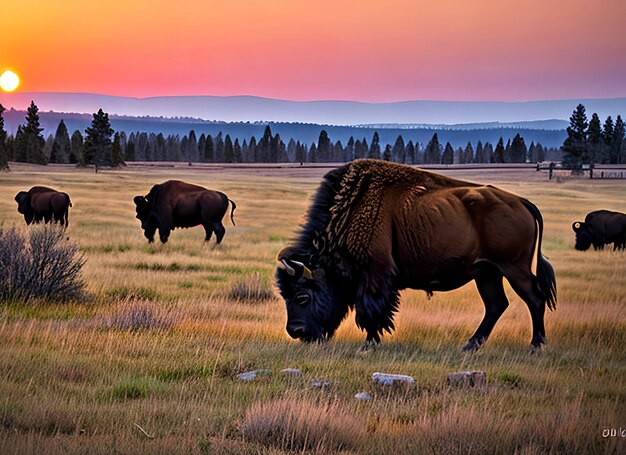 Zdjęcie bison dawn