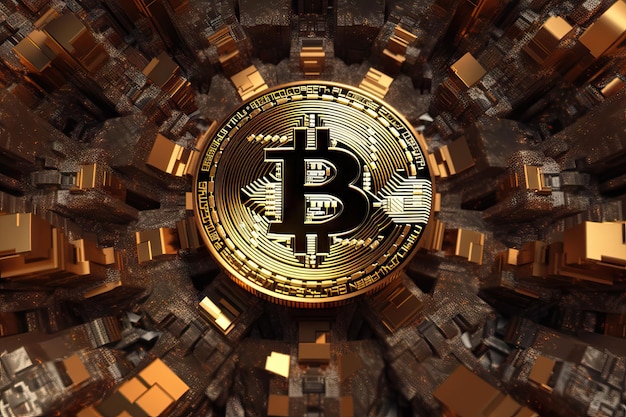 Bitcoin blockchain technologia wydobywania kryptowalut cyfrowe tło